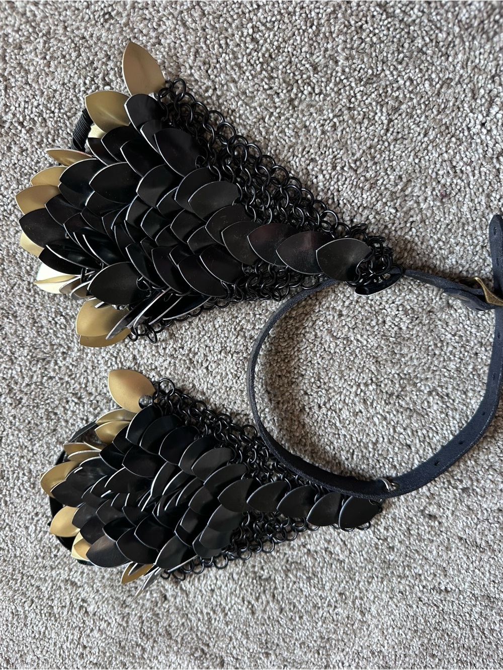 Black and Gold Scale Epaulets Dragon Armor Women Accessories